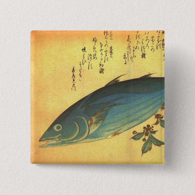 Katsuo (bonit Tuna) - Hiroshiges färgstarka fisk Knapp (Framsida)