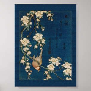 Katsushika Hokusai 葛 飾 北 斎 Goldfinch och Cherry Tr Poster