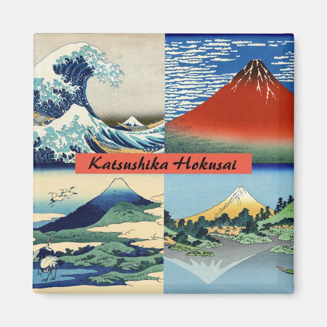 Katsushika Hokusai - 36 vyer av berget Fuji Magnet (Framsidan)