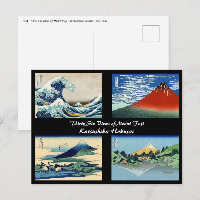 Katsushika Hokusai - 36 vyer av berget Fuji Vykort (Fram/baksida)