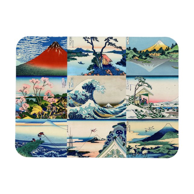 Katsushika Hokusai - 36 vyer av Mt Fuji Selection Magnet (Horisontell)