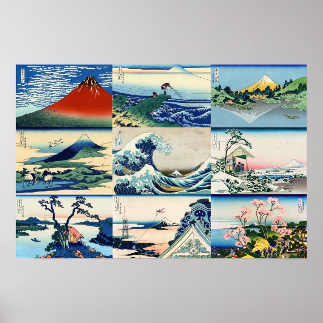 Katsushika Hokusai - 36 vyer av Mt Fuji Selection Poster (Framsidan)