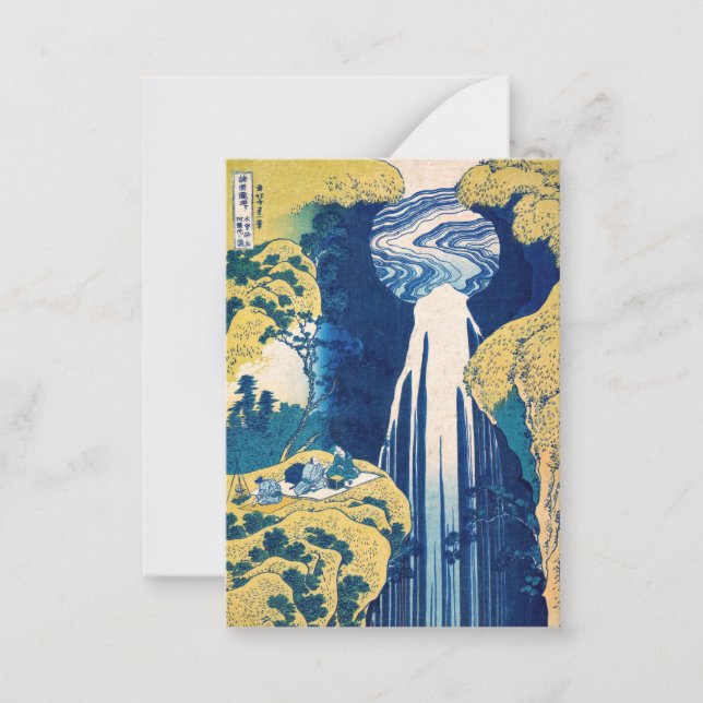 Katsushika Hokusai - Amida Falls Anteckningskort (Framsida)