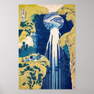 Katsushika Hokusai - Amida vattenfall Poster