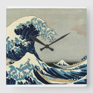 Katsushika Hokusai är Underbara vågen av Kanagawa Fyrkantig Klocka