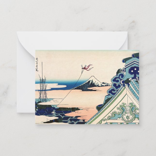 Katsushika Hokusai - Asakusa Honganji temple, Edo Anteckningskort (Framsida)