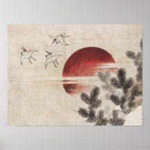Katsushika Hokusai-Birds och sunset
