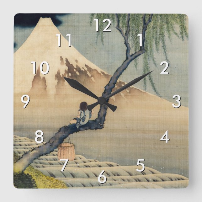 Katsushika Hokusai - Boy ViTuji Fyrkantig Klocka (Framsida)