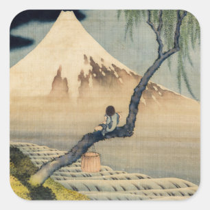 Katsushika Hokusai - Boy ViTuji Fyrkantigt Klistermärke
