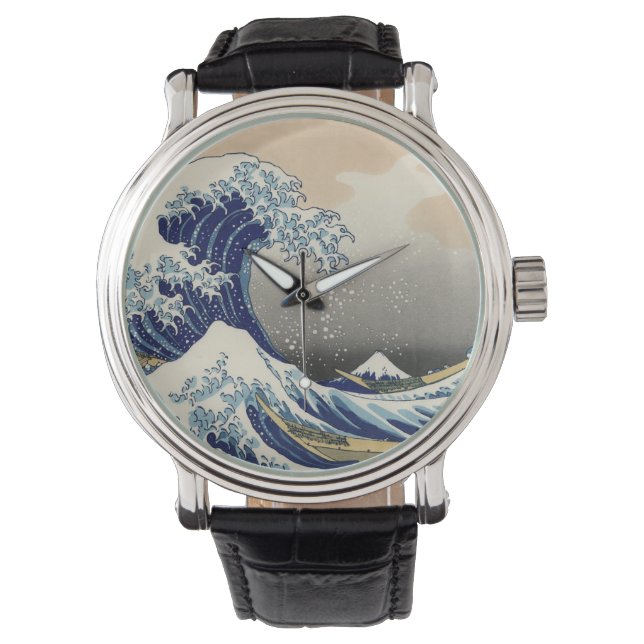 KATSUSHIKA HOKUSAI - Den stora vågen utanför Kanag Armbandsur (Framsida)