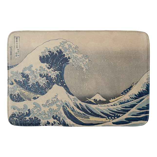 Katsushika Hokusai. Den Underbara vågen av Kanagaw Badrumsmatta (Framsidan)