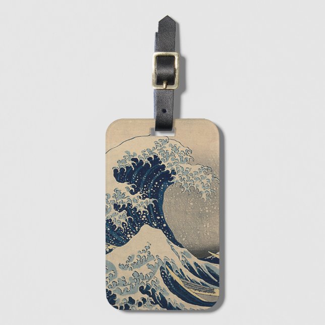 Katsushika Hokusai. Den Underbara vågen av Kanagaw Bagagebricka (Framsida vertikal)