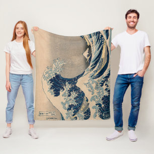 Katsushika Hokusai. Den Underbara vågen av Kanagaw Fleecefilt