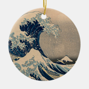 Katsushika Hokusai. Den Underbara vågen av Kanagaw Julgransprydnad Keramik