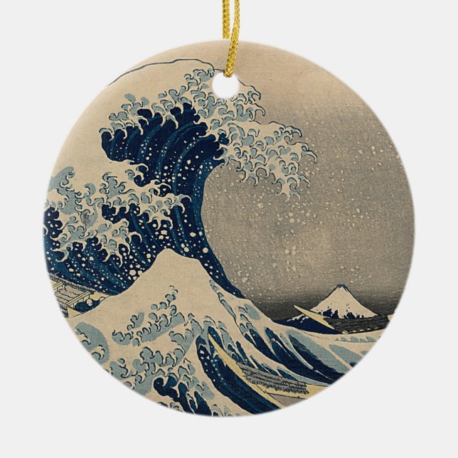Katsushika Hokusai. Den Underbara vågen av Kanagaw Julgransprydnad Keramik (Framsidan)