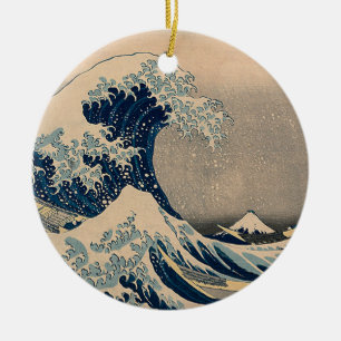 Katsushika Hokusai. Den Underbara vågen av Kanagaw Julgransprydnad Keramik