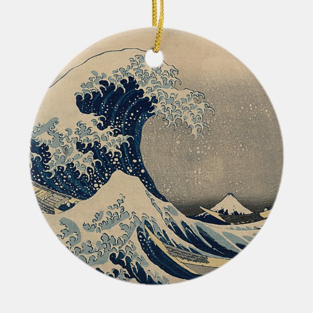 Katsushika Hokusai. Den Underbara vågen av Kanagaw Julgransprydnad Keramik (Framsidan)