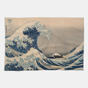 Katsushika Hokusai. Den Underbara vågen av Kanagaw Kökshandduk