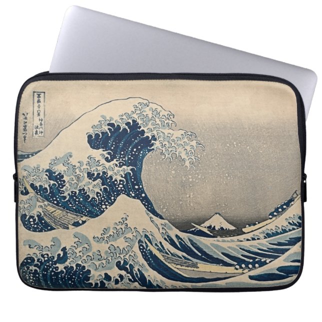 Katsushika Hokusai. Den Underbara vågen av Kanagaw Laptop Fodral (Framsidan)