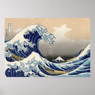 Katsushika Hokusai: Den Underbara vågen av Kanagaw Poster
