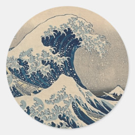 Katsushika Hokusai. Den Underbara vågen av Kanagaw Runt Klistermärke