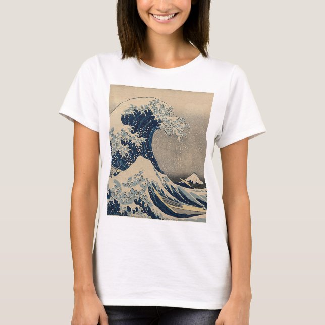 Katsushika Hokusai. Den Underbara vågen av Kanagaw T Shirt (Framsida)