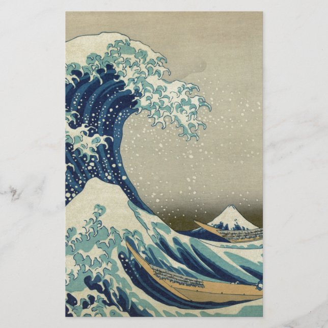 Katsushika Hokusai: Den Underbara vågen vid Kanaga Brevpapper (Framsida)