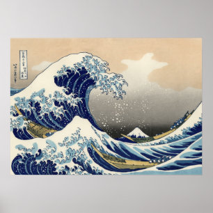 Katsushika Hokusai Den Underbara vågen vid Kanagaw Poster