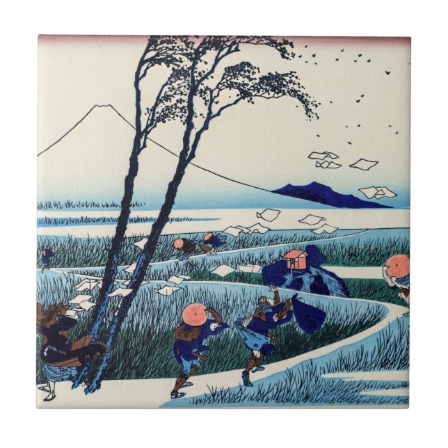 Katsushika Hokusai-Ejiri i Suruga-provinsen Kakelplatta (Framsidan)
