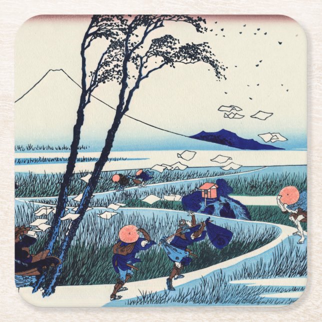 Katsushika Hokusai-Ejiri i Suruga-provinsen Underlägg Papper Kvadrat (Framsidan)