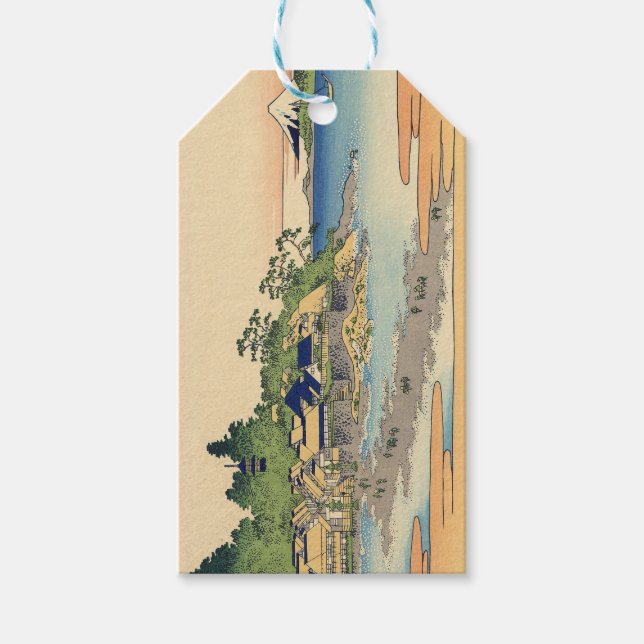 Katsushika Hokusai Enoshima i Sagamiprovinsen Presentetikett (Framsidan)