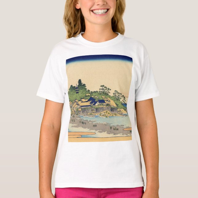 Katsushika Hokusai Enoshima i Sagamiprovinsen T Shirt (Framsida)