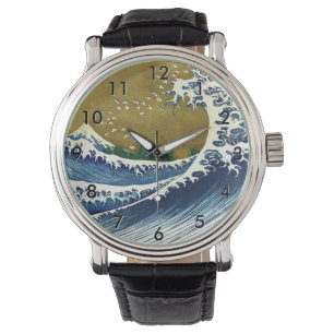 Katsushika Hokusai - Färgad Big Wave Armbandsur