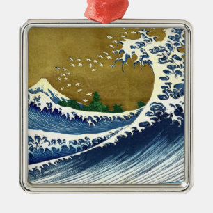 Katsushika Hokusai - Färgad Big Wave Julgransprydnad Metall