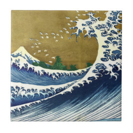 Katsushika Hokusai - Färgad Big Wave Kakelplatta