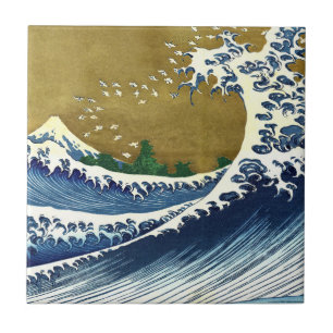 Katsushika Hokusai - Färgad Big Wave Kakelplatta