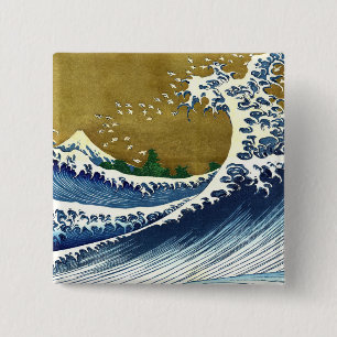 Katsushika Hokusai - Färgad Big Wave Knapp