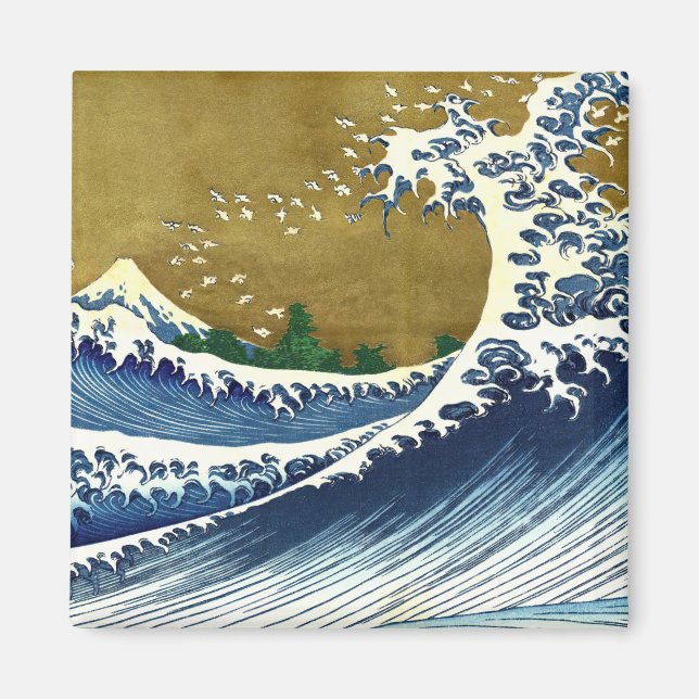 Katsushika Hokusai - Färgad Big Wave Magnet (Framsidan)
