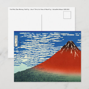 Katsushika Hokusai - Fin vind, klar morgon Vykort