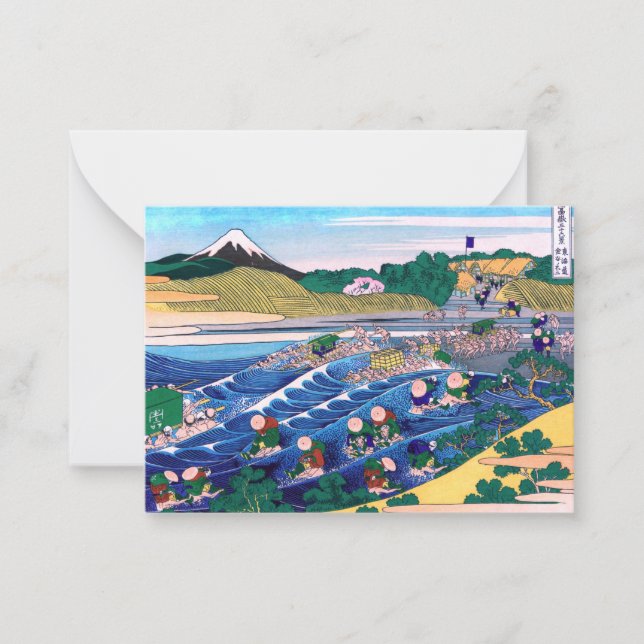 Katsushika Hokusai - Fuji från Kanaya på Tokaido Anteckningskort (Framsida)