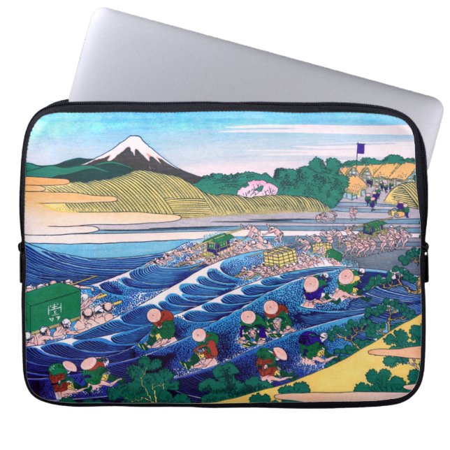 Katsushika Hokusai - Fuji från Kanaya på Tokaido Laptop Fodral (Framsidan)
