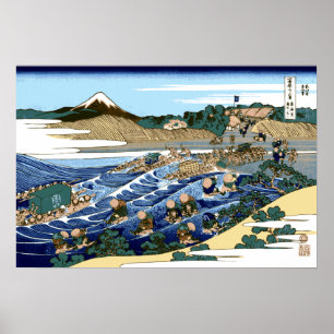 Katsushika Hokusai Fuji sett från Kanaya Poster