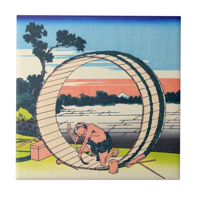 Katsushika Hokusai - Fujimigahara, Owari-provinsen Kakelplatta (Framsidan)