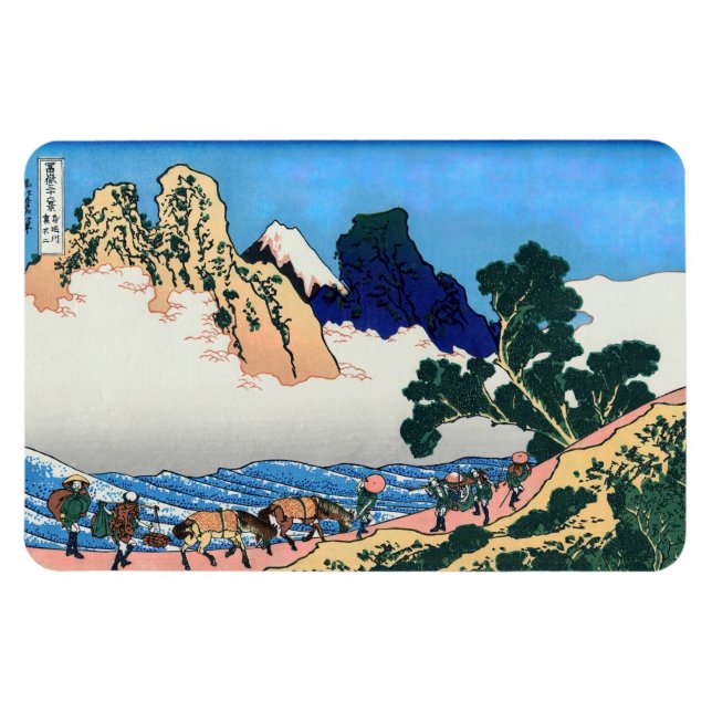 Katsushika Hokusai - Fujis rygg, floden Minobu Magnet (Horisontell)