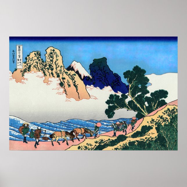 Katsushika Hokusai - Fujis rygg, floden Minobu Poster (Framsidan)
