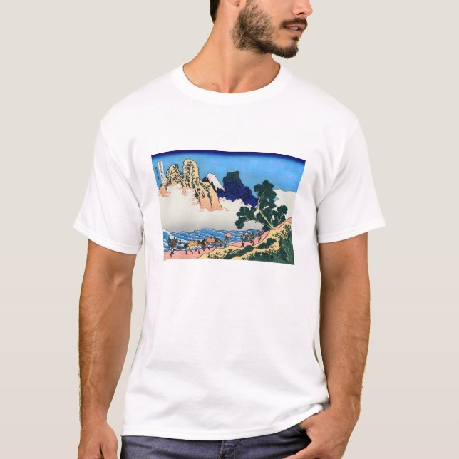 Katsushika Hokusai - Fujis rygg, floden Minobu T Shirt (Framsida)