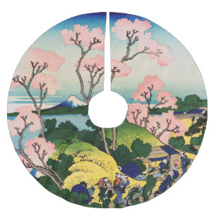Katsushika Hokusai - Gotenyama, Tokaido, Shinagawa Julgransmatta Borstad Polyester