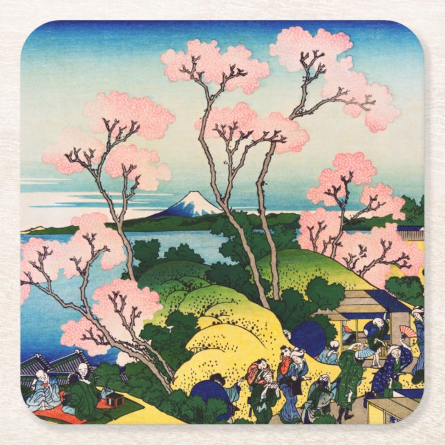 Katsushika Hokusai - Gotenyama, Tokaido, Shinagawa Underlägg Papper Kvadrat (Framsidan)