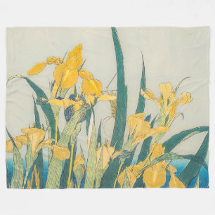 Katsushika Hokusai - Grashopper och Iris Fleecefilt