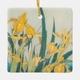 Katsushika Hokusai - Grashopper och Iris Julgransprydnad Keramik